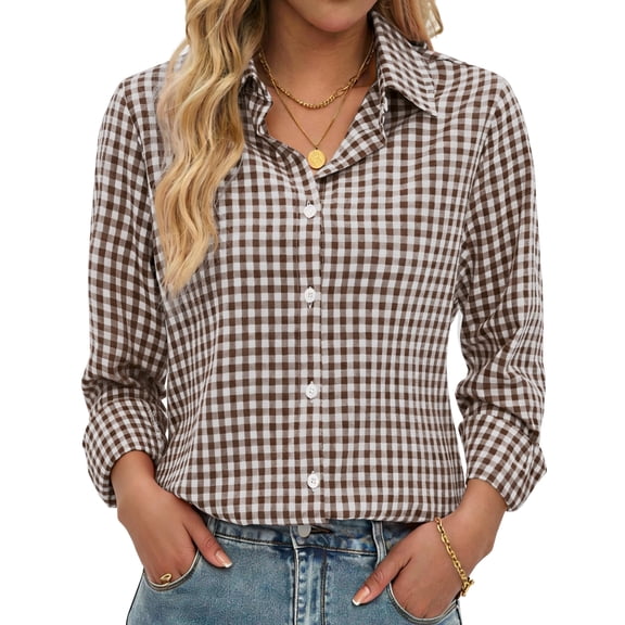 Button Down Shirts for Women Dressy Floral Printed Long Sleeve Blouse ...