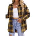 thumbnail image 1 of Fantaslook Plaid Flannel Shirts for Women Oversized Long Sleeve Button Down Shirts Blouses Tops, 1 of 9