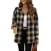 Fantaslook Plaid Flannel Shirts for Women Oversized Long Sleeve Button Down Shirts Blouses Tops