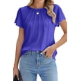 thumbnail image 1 of Fantaslook Pleated Blouses for Women Dressy Casual Tops Business Work Shirts Ruffle Sleeve Crew Neck Summer Outfits, 1 of 8