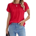 thumbnail image 1 of Fantaslook Pleated Blouses for Women Dressy Casual Tops Business Work Shirts Ruffle Sleeve Crew Neck Summer Outfits, 1 of 8