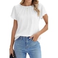 thumbnail image 1 of Fantaslook Pleated Blouses for Women Dressy Casual Tops Business Work Shirts Ruffle Sleeve Crew Neck Summer Outfits, 1 of 8