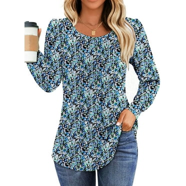 Fantaslook Pleated Blouses for Women Dressy Casual Long Sleeve Shirts Fall Tunic Tops