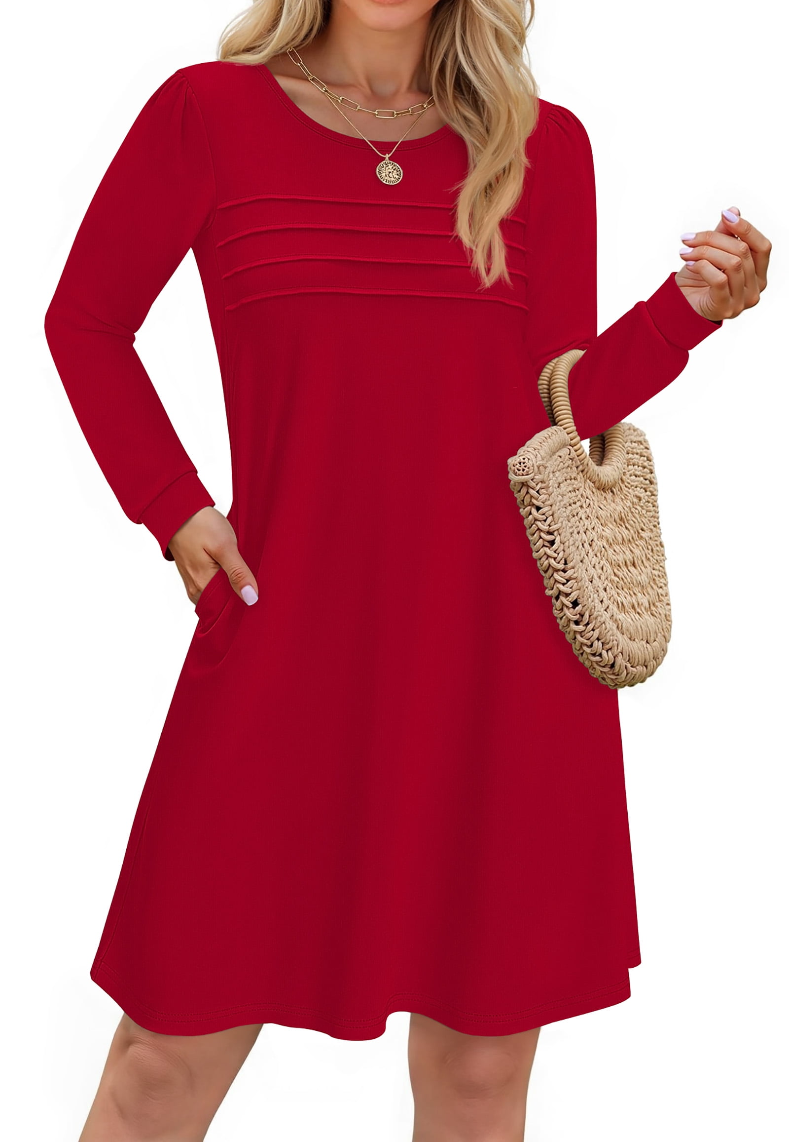 Fantaslook Pleated Long Sleeve Dresses for Women Fashion Fall Dresses — free download