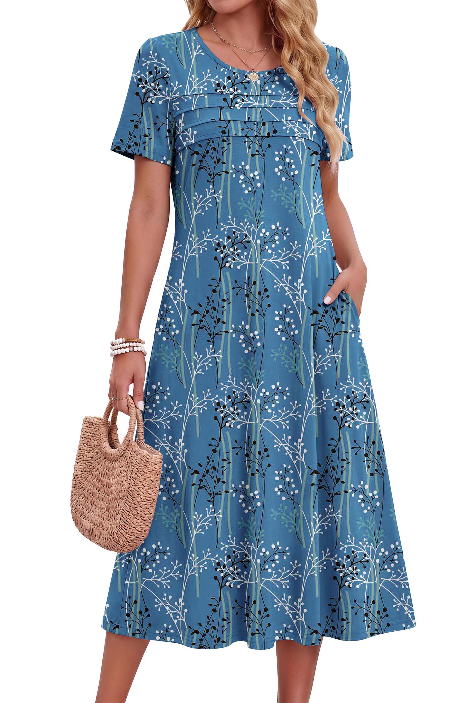Fantaslook Pleated Summer Dresses For Women Short Sleeve Flare Midi Dress Flowy Floral Sundress Casual Dress With Pockets: An Honest Look