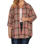 Fantaslook Plus Size Button Down Shirts for Women Long Sleeve Plaid Flannel Shirt Casual Boyfriend Tops