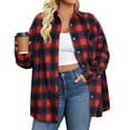 thumbnail image 1 of Fantaslook Plus Size Flannel Plaid Shirts for Women Long Sleeve Button Down Shirts Casual Loose Blouses Tops, 1 of 7