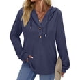 thumbnail image 1 of Fantaslook Plus Size Hoodies for Women Waffle Knit Sweatshirts Drawstring Long Sleeve Tops Button V Neck Pullover, 1 of 10
