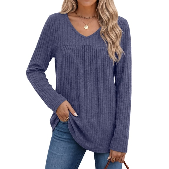 Fantaslook Plus Size Long Sleeve Shirts for Women V Neck Lightweight Sweaters Casual Fall Tunic Tops Fashion Spring Clothes