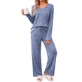 thumbnail image 1 of Fantaslook Plus Size Pajamas for Women Set Side Slits Long Sleeve Sleepwear 2 Piece Lounge Sets with Pockets, 1 of 11