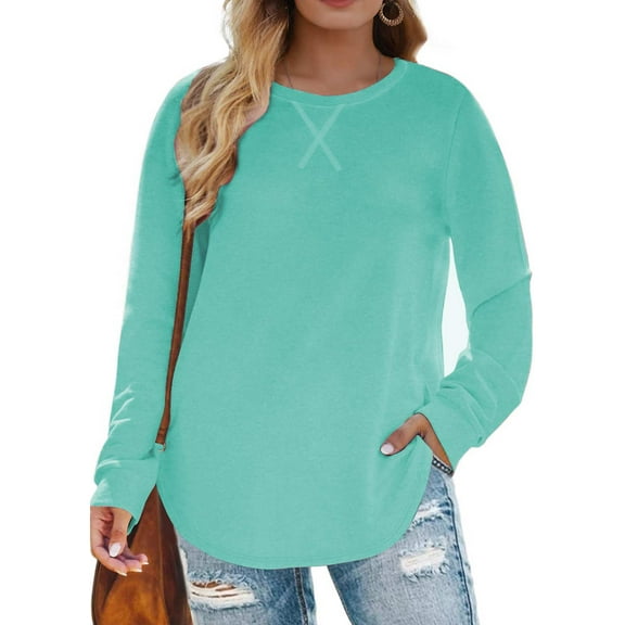 Fantaslook Plus Size Sweatshirts for Women Crewneck Casual Tunic Tops Long Sleeve Shirts
