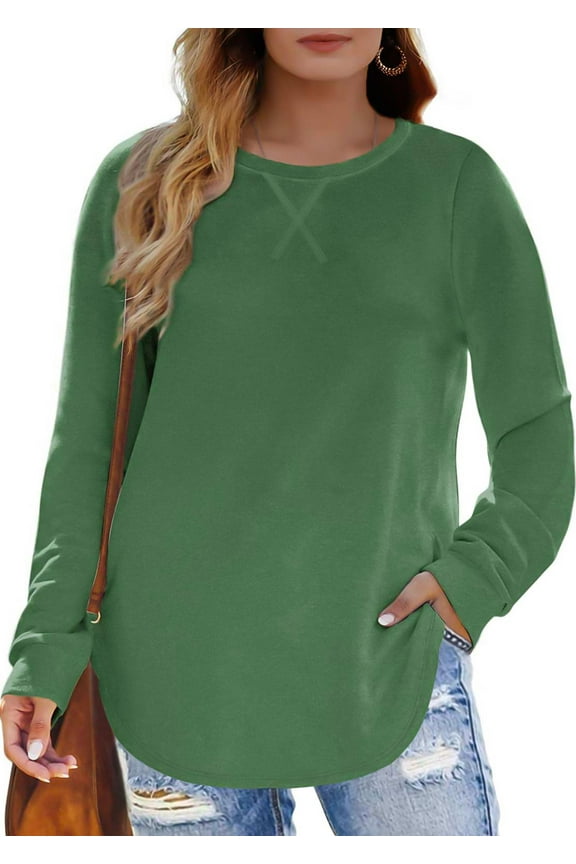 Plus Size Sweatshirts for Women Crewneck Casual Tunic Tops Long Sleeve Shirts