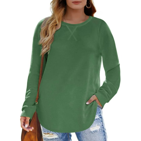 Fantaslook Plus Size Sweatshirts for Women Crewneck Casual Tunic Tops Long Sleeve Shirts