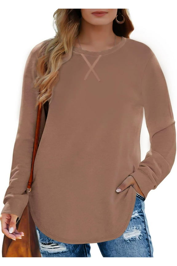 Plus Size Sweatshirts for Women Crewneck Casual Tunic Tops Long Sleeve Shirts