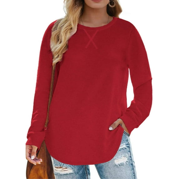 Fantaslook Plus Size Sweatshirts for Women Crewneck Casual Tunic Tops Long Sleeve Shirts