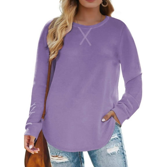 Fantaslook Plus Size Sweatshirts for Women Crewneck Casual Tunic Tops Long Sleeve Shirts