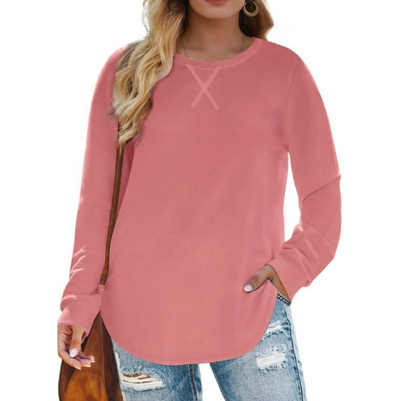 Fantaslook Plus Size Sweatshirts for Women Crewneck Casual Tunic Tops Long Sleeve Shirts