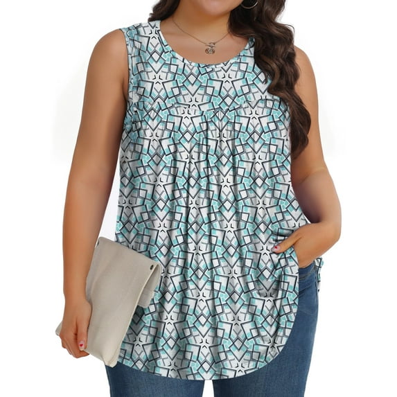Fantaslook Plus Size Tank Tops for Women Tunic Sleeveless Shirts Dressy Casual Floral Blouses Loose Summer Tops