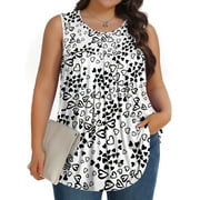 Fantaslook Plus Size Tank Tops for Women Tunic Sleeveless Shirts Dressy Casual Floral Blouses Loose Summer Tops