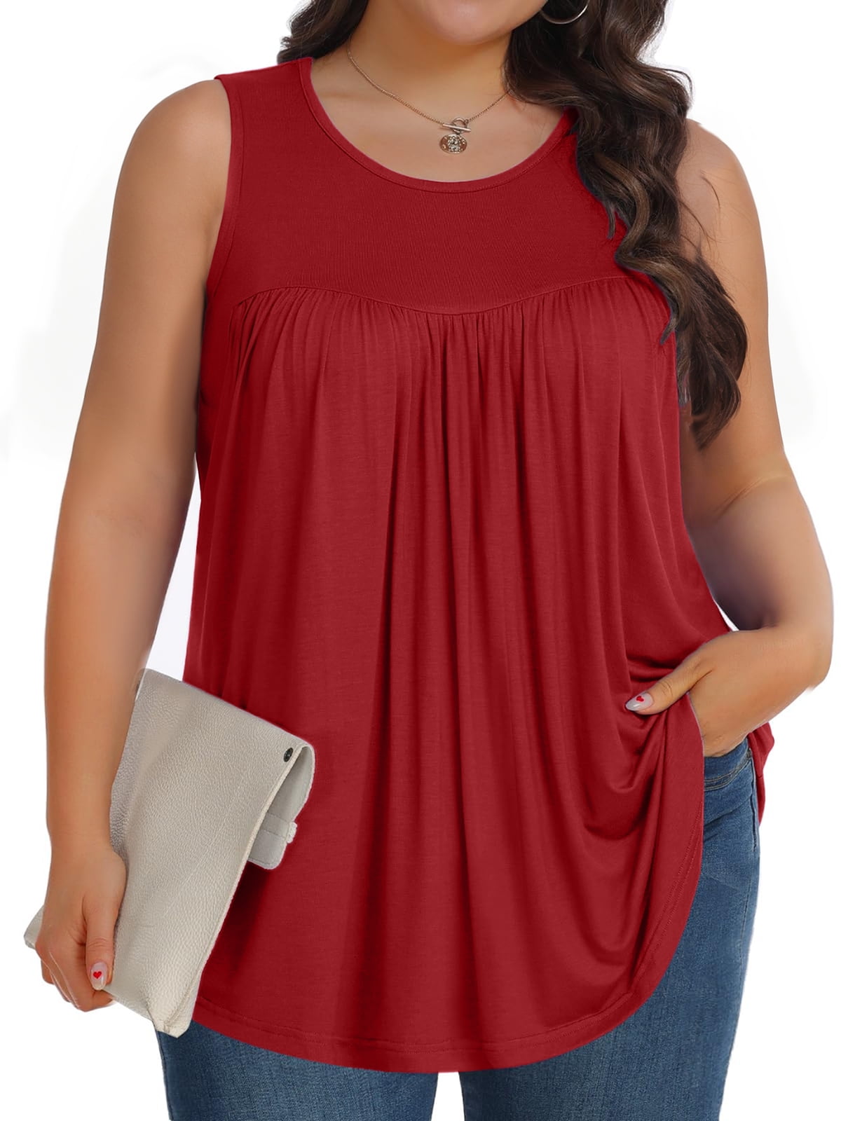 Fantaslook Plus Size Tank Tops, Flowy Sleeveless Tunic Tops