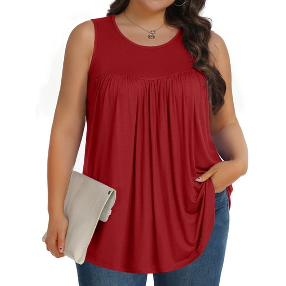 Fantaslook Plus Size Tank Tops for Women Tunic Sleeveless Shirts Dressy Casual Floral Blouses Loose Summer Tops