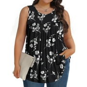 Fantaslook Plus Size Tank Tops for Women Tunic Sleeveless Shirts Dressy Casual Floral Blouses Loose Summer Tops
