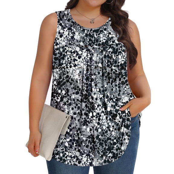Fantaslook Plus Size Tank Tops for Women Tunic Sleeveless Shirts Dressy Casual Floral Blouses Loose Summer Tops