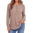 thumbnail image 1 of Fantaslook Plus Size Waffle Long Sleeve Shirts for Women Button Up V Neck Henley Blouses Dressy Casual Fall Tops, 1 of 7