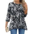 thumbnail image 1 of Fantaslook Plus Size Women Tunic Tops 3/4 Sleeve Dressy Casual Blouses Loose Flowy Floral Shirts, 1 of 8