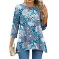 thumbnail image 1 of Fantaslook Plus Size Women Tunic Tops 3/4 Sleeve Dressy Casual Blouses Loose Flowy Floral Shirts, 1 of 8