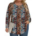 thumbnail image 1 of Fantaslook Plus Size Womens Blouses Long Sleeve Floral Tunic Tops Henley Neck Flowy Fall Shirts, 1 of 8