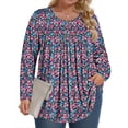 thumbnail image 1 of Fantaslook Plus Size Womens Blouses Long Sleeve Floral Tunic Tops Henley Neck Flowy Fall Shirts, 1 of 8