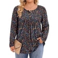 thumbnail image 1 of Fantaslook Plus Size Womens Blouses Long Sleeve Floral Tunic Tops Henley Neck Flowy Fall Shirts, 1 of 8