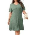 thumbnail image 1 of Fantaslook Plus Size Womens Dresses Short Sleeve Lightweight Ribbed Sundress V Neck Casuel Shirt Dresses, 1 of 8