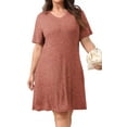 thumbnail image 1 of Fantaslook Plus Size Womens Dresses Short Sleeve Lightweight Ribbed Sundress V Neck Casuel Shirt Dresses, 1 of 8