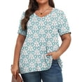 thumbnail image 1 of Fantaslook Plus Size Womens T Shirts V Neck Caseual Tops Short Sleeve Floral Shirts Loose Blouses, 1 of 8