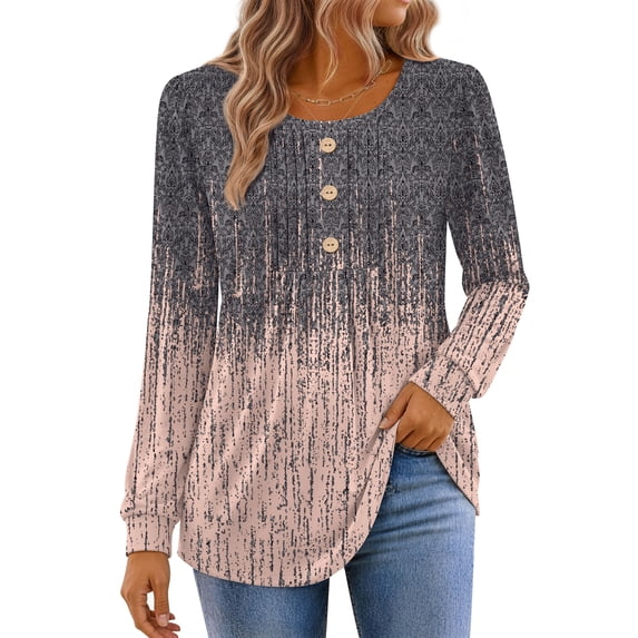 Fantaslook Plus Size Womens Tops Dressy Casual Button Pleated Blouses Long Sleeve Shirts Fall Fashion Tunic Tops