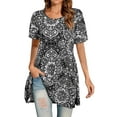 thumbnail image 1 of Fantaslook Plus Size Womens Tunic Tops Short Sleeve Casual Floral Shirts Swing Flare Dressy Blouses, 1 of 7
