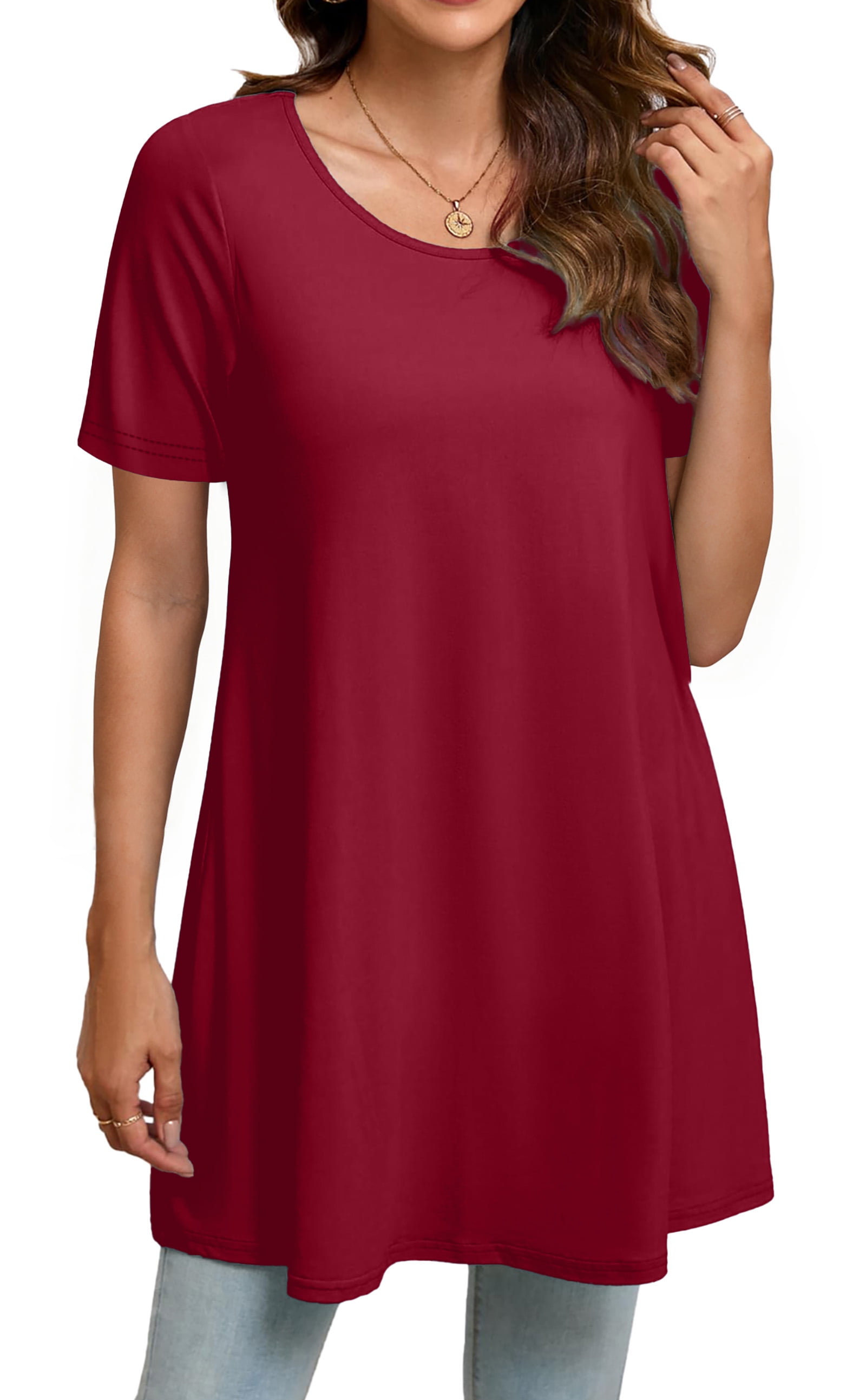 Fantaslook Plus Size Womens Tunic Tops Short Sleeve Casual Floral ...