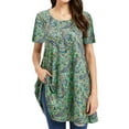 thumbnail image 1 of Fantaslook Plus Size Womens Tunic Tops Short Sleeve Casual Floral Shirts Swing Flare Dressy Blouses, 1 of 6