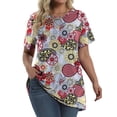 thumbnail image 1 of Fantaslook Plus Size Womens Tunic Tops Short Sleeve Casual Floral Shirts Swing Flare Dressy Blouses, 1 of 9