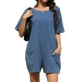 thumbnail image 1 of Fantaslook Rompers for Women Casual Summer Jumpsuits Short Sleeve Loose Overalls Shorts Rompers with Pockets Outfits, 1 of 10