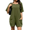 thumbnail image 1 of Fantaslook Rompers for Women Casual Summer Jumpsuits Short Sleeve Loose Overalls Shorts Rompers with Pockets Outfits, 1 of 8