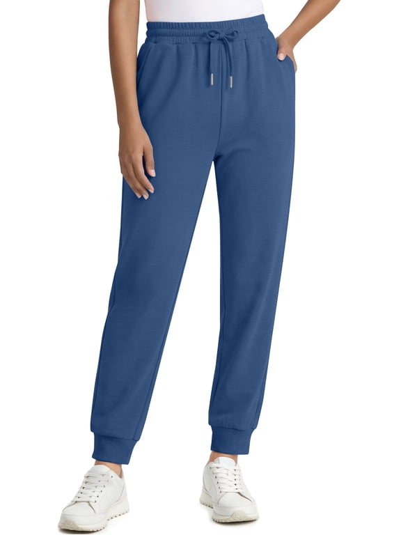 Scubaknit Pants for Women Elastic Waist Drawstring Tapered Lounge Pants with Pockets Casual Joggers