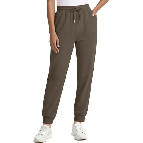 Fantaslook Scubaknit Pants for Women Elastic Waist Drawstring Tapered Lounge Pants with Pockets Casual Joggers