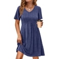 thumbnail image 1 of Fantaslook Short Sleeve Dresses for Women V Neck Summer Midi Dresses Empire Waist Tunic Casual Dress with Pockets, 1 of 8