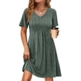 thumbnail image 1 of Fantaslook Short Sleeve Dresses for Women V Neck Summer Midi Dresses Empire Waist Tunic Casual Dress with Pockets, 1 of 9