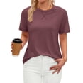 thumbnail image 1 of Fantaslook Short Sleeve Shirts for Women Curved Hem Tunic Tops Casual T Shirt Basic Tees, 1 of 9