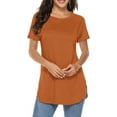 thumbnail image 1 of Fantaslook Short Sleeve T Shirts for Women Crew Neck Side Split Tunic Tops Casual Summer Shirts, 1 of 7