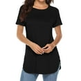 thumbnail image 1 of Fantaslook Short Sleeve T Shirts for Women Crew Neck Side Split Tunic Tops Casual Summer Shirts, 1 of 7
